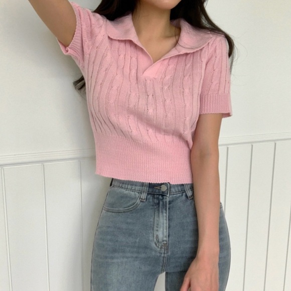 Urban Outfitters Cropped Polo Sweater Size Medium - Picture 3 of 5